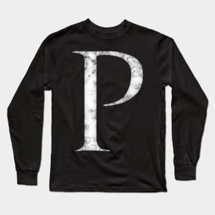 P in Roman White Marble Latin Alphabet Letter Sticker Long Sleeve T-Shirt